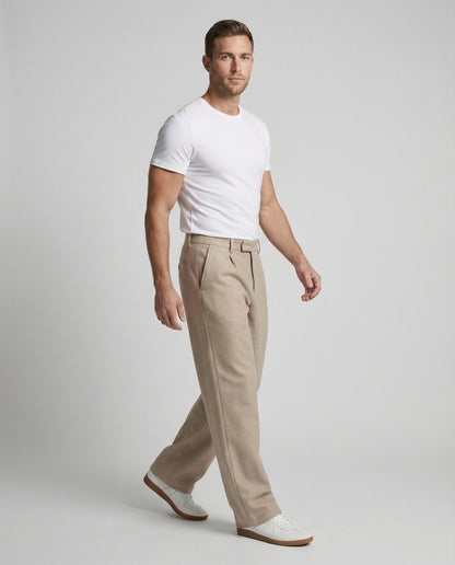 Herren Stoffhose Gerade Weit Bein
