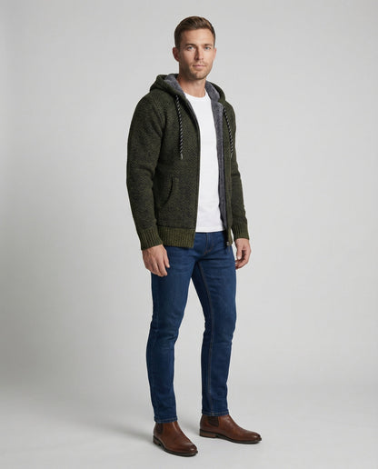 Herren Strickjacke Mit Kapuze Beige