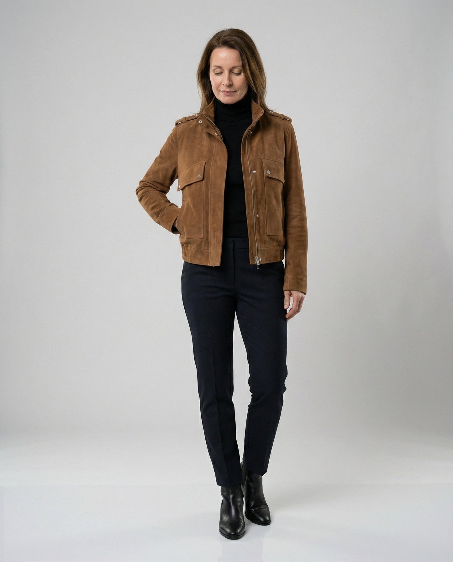Damen Wildleder Bomberjacke