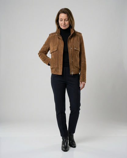 Damen Wildleder Bomberjacke