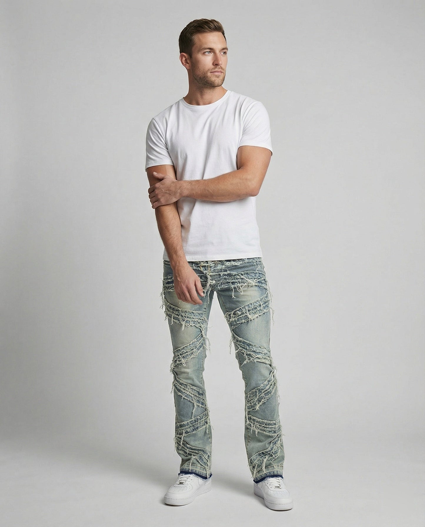 Herren Jeans Gerade Destroyed Look