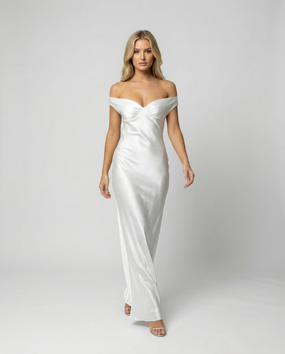 Damen Maxikleid Satin Elegant - Norvielle