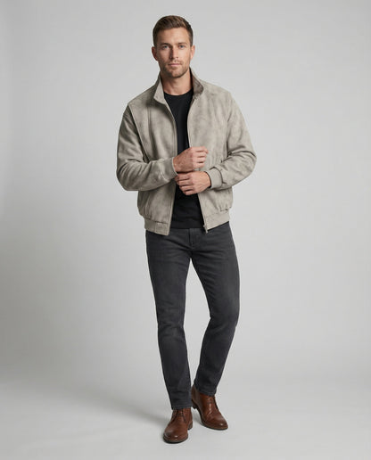 Herren Veloursjacke Kurz Stehkragen