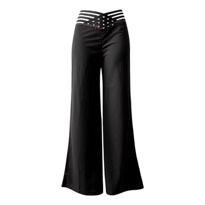 Hochtaillierte Damen-Hose Flachbund Überkreuzte Beine - Norvielle