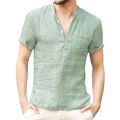 Herren Kurzarmhemd Leichter Stoff Beige