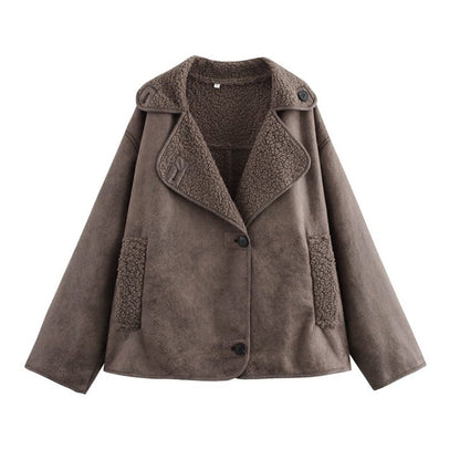 Nevada Damen Winterjacke Velourslederoptik Fleece