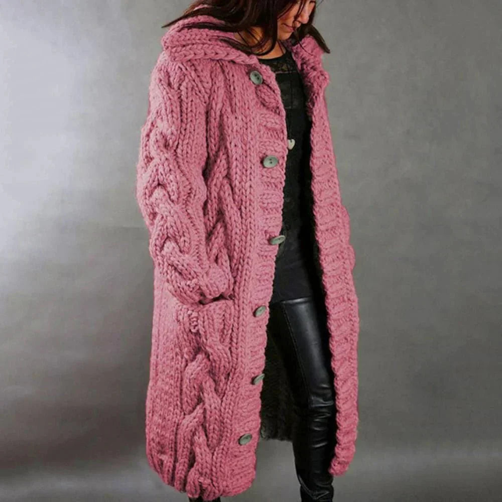 Damen Warmer Langer Strickcardigan Winter