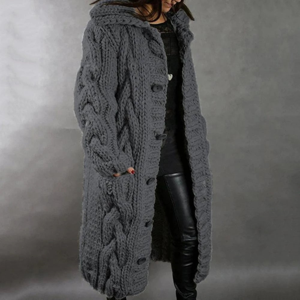 Damen Warmer Langer Strickcardigan Winter