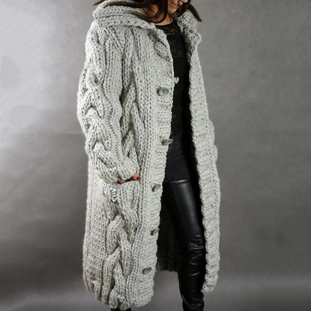 Damen Warmer Langer Strickcardigan Winter