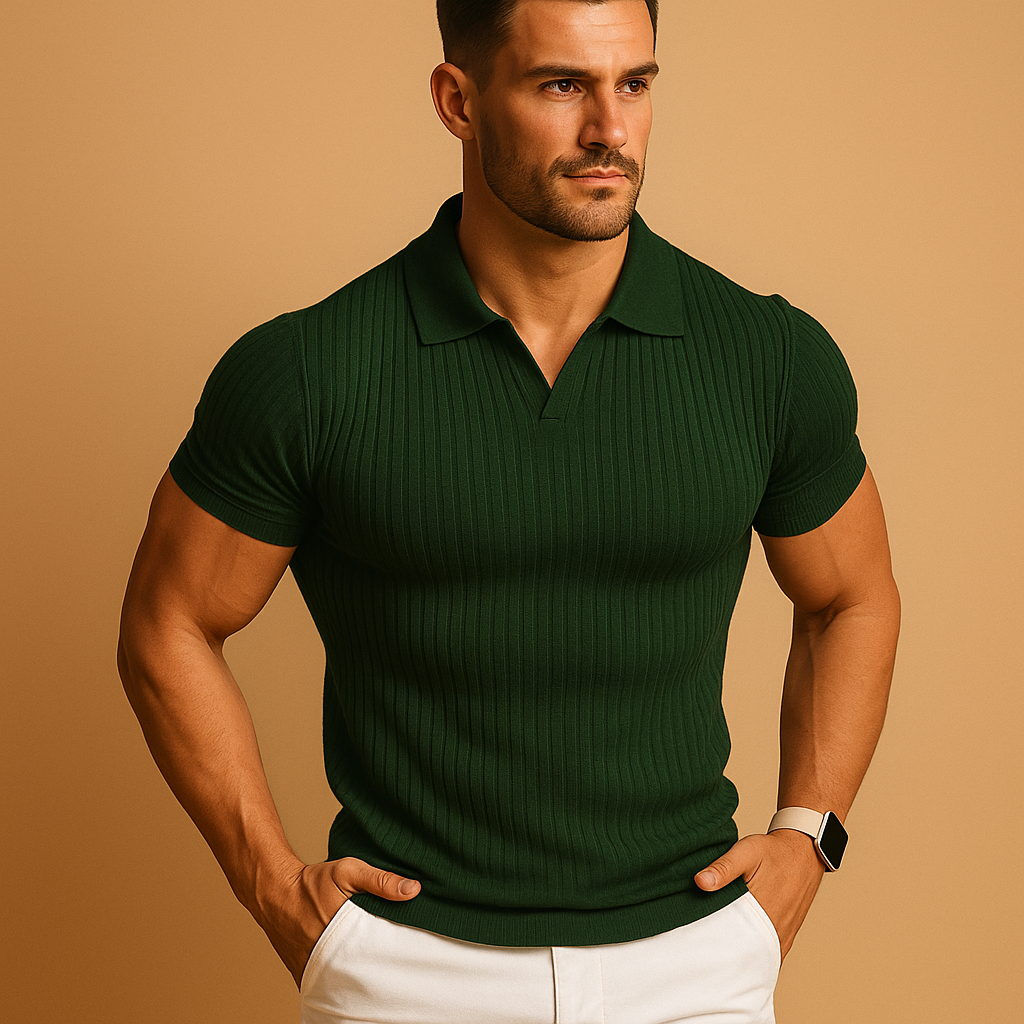 Herren Polo Rippstrick Elegant