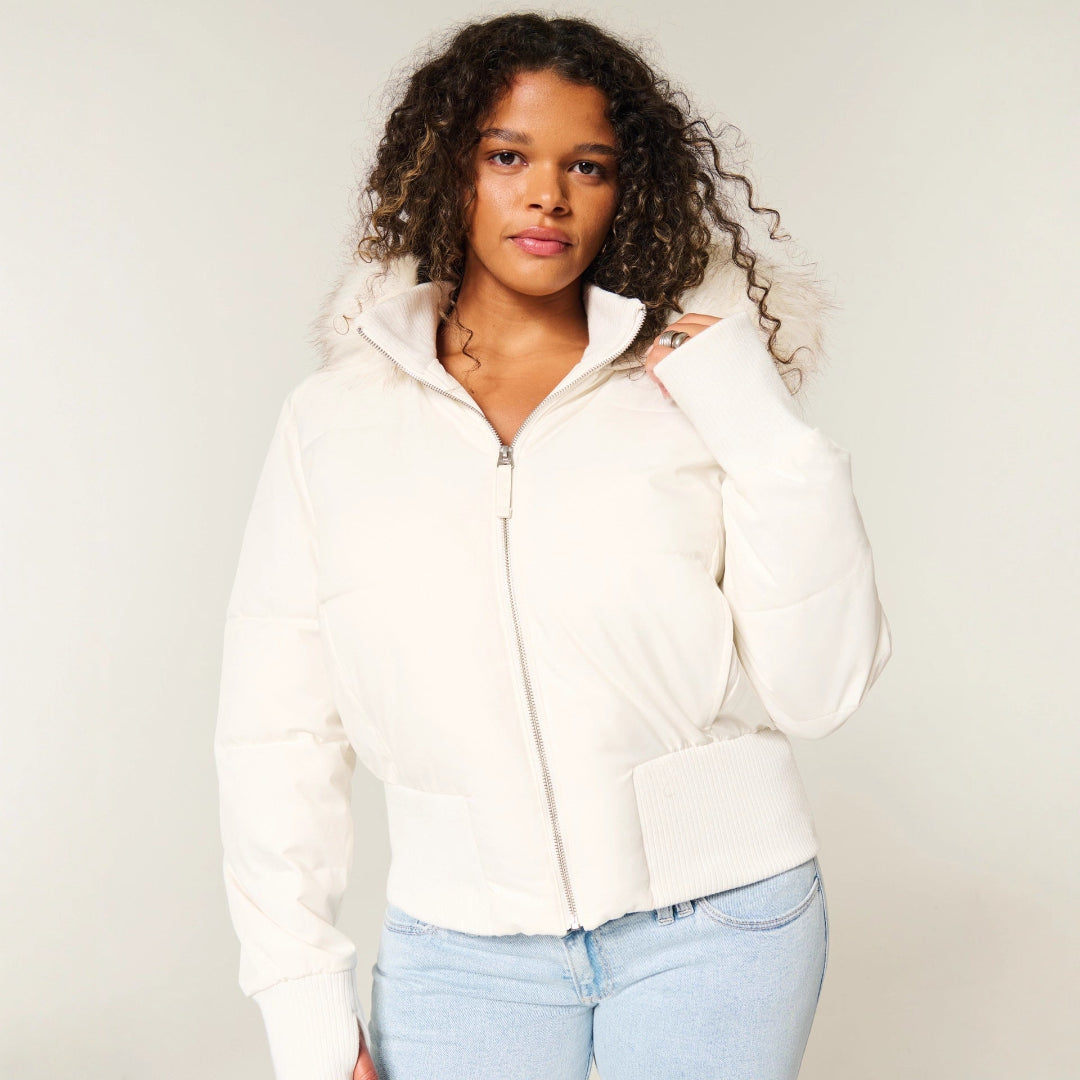 Damen Wattierte Steppjacke Mit Kapuze Warm Schwarz - Norvielle