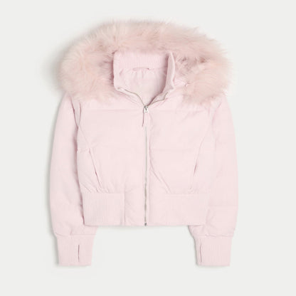 Damen Wattierte Steppjacke Mit Kapuze Warm