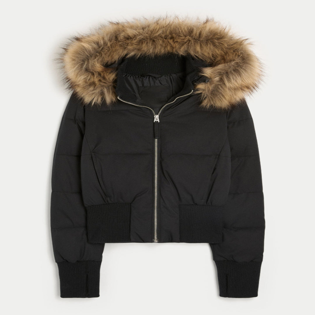 Damen Wattierte Steppjacke Mit Kapuze Warm