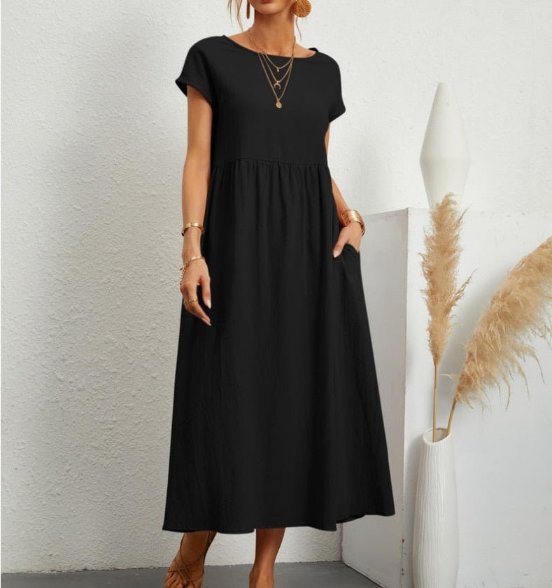 Damen Sommerkleid Rundhalsausschnitt Leicht Femini - Norvielle