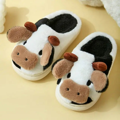 Flauschige Damen Tierpantoffeln Weich Beige