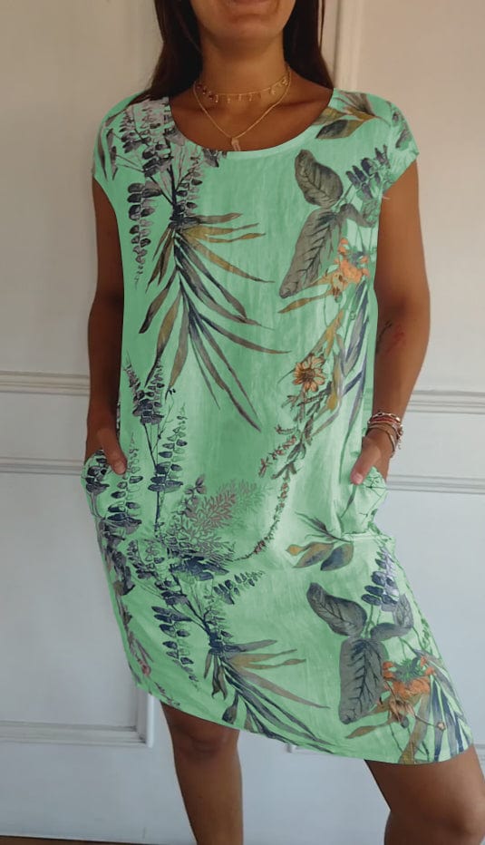 Norvielle Damen Kleid Rundhalsausschnitt Bequem