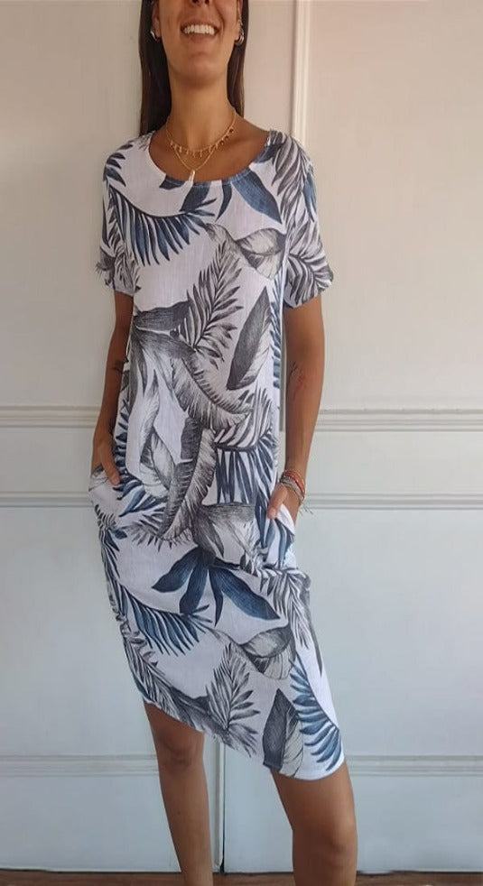 Norvielle Damen Kleid Rundhalsausschnitt Bequem