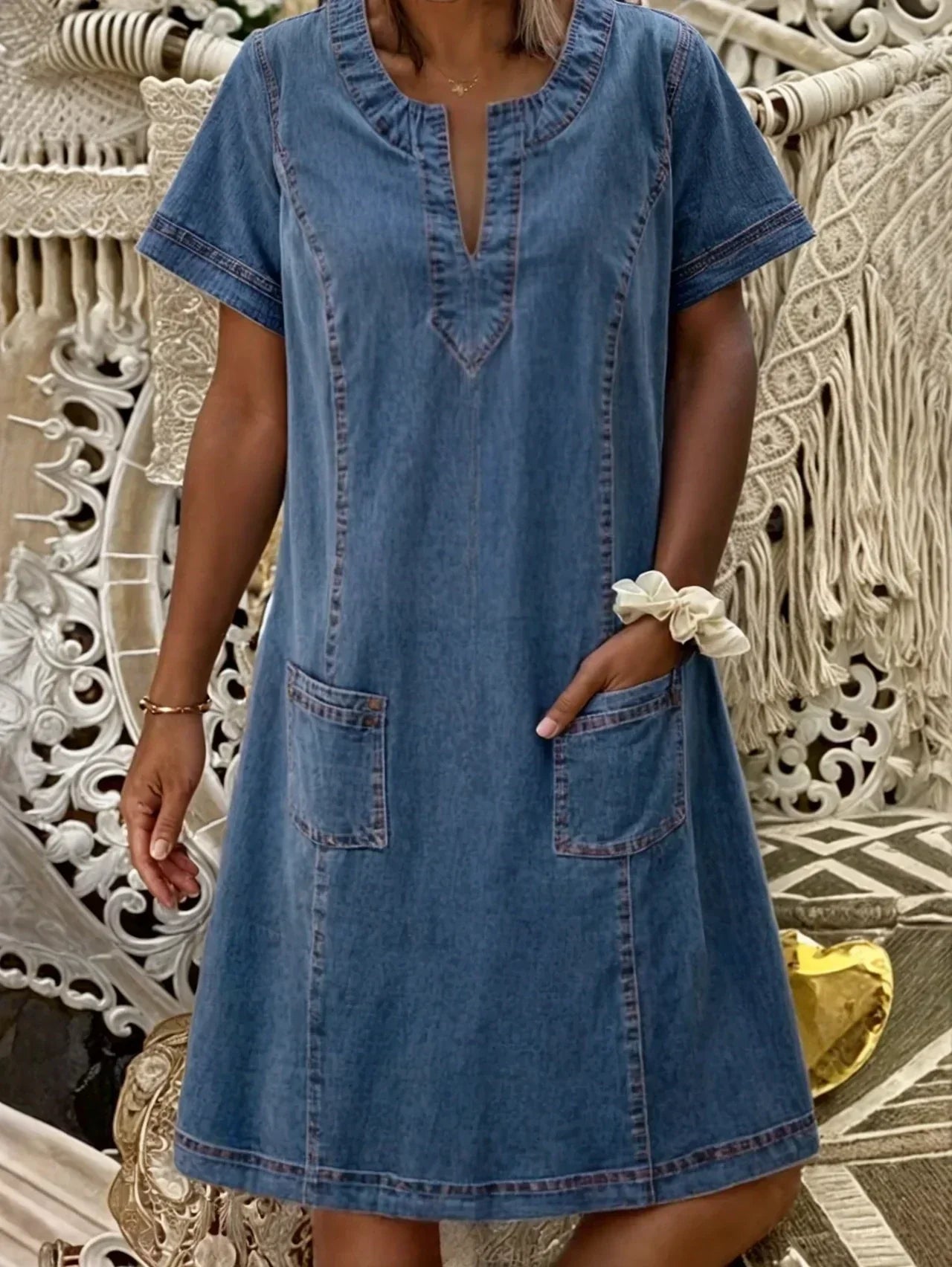 Damen Sommerkleid Lässig Mit Taschen - Norvielle