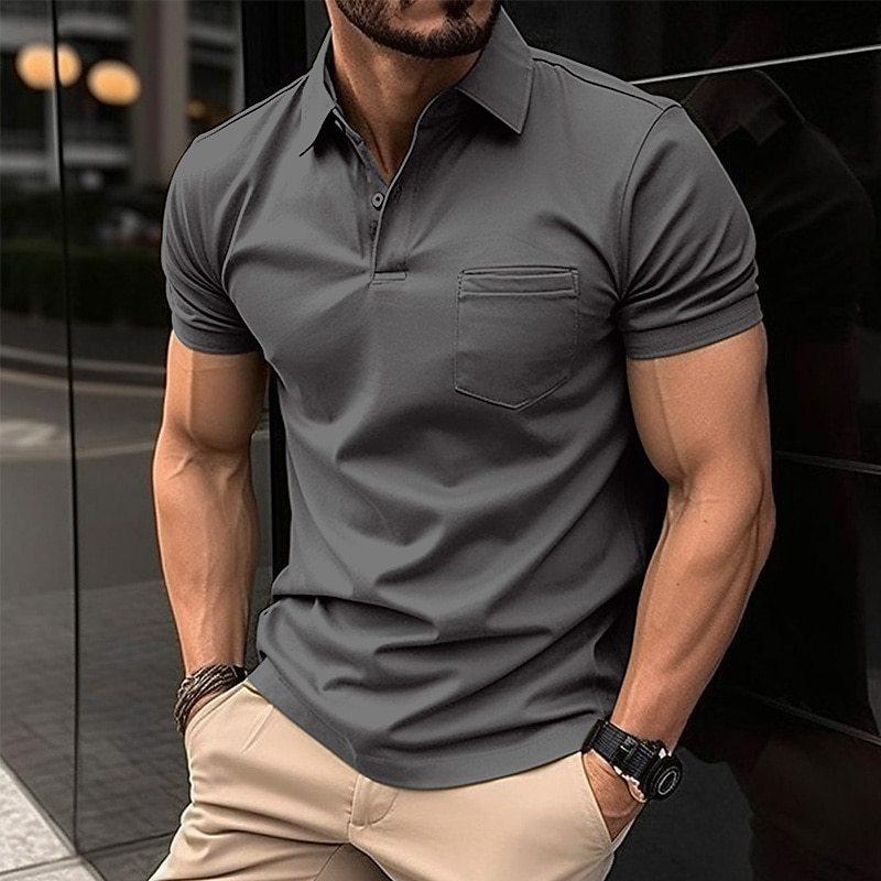 Herren Polo Klassisch Baumwolle Weiß