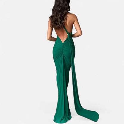 Damen Maxikleid Ein-Schulter-Neckholder