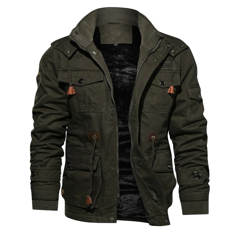 Herren Winterjacke Warm Gefüttert mit Kapuze, Mehreren Taschen