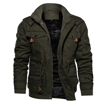 Herren Winterjacke Warm Gefüttert mit Kapuze, Mehreren Taschen