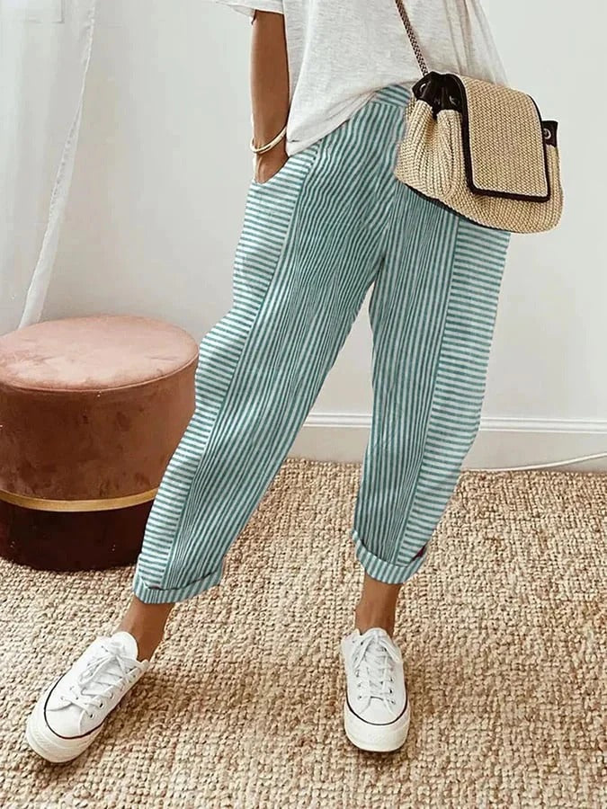 Damen Gestreifte Hose
