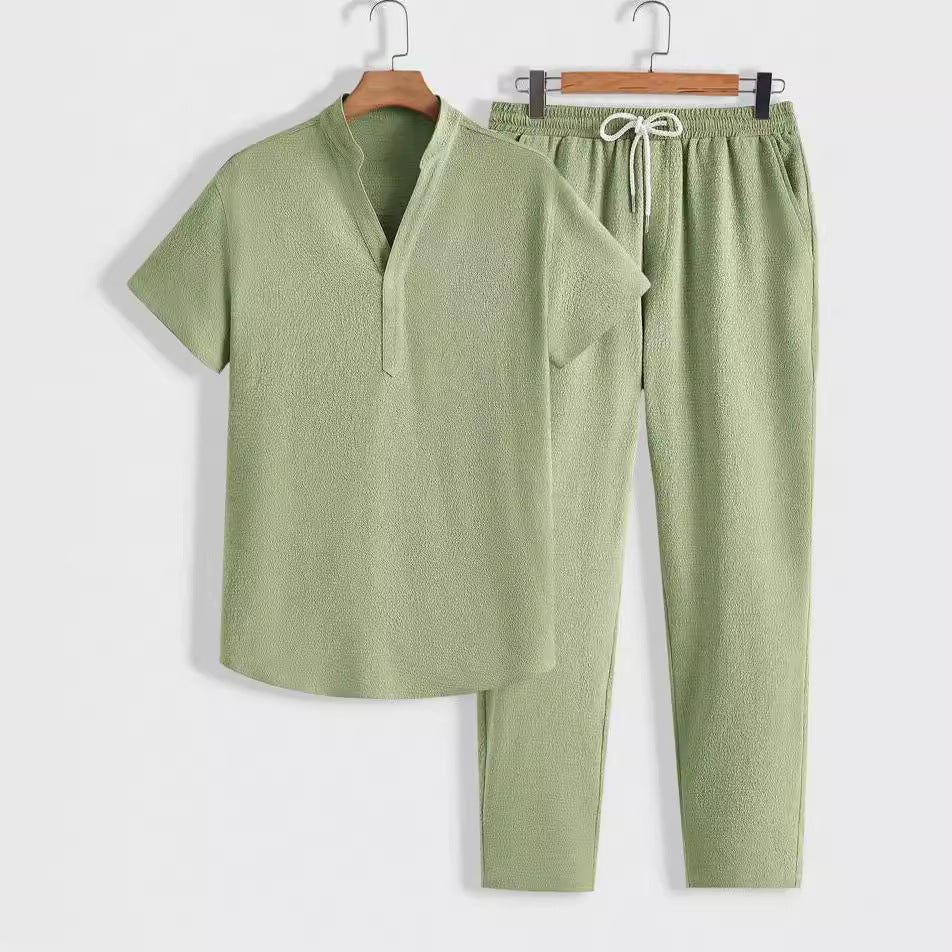 Herren Lounge-Set Polo Stehkragen Hose