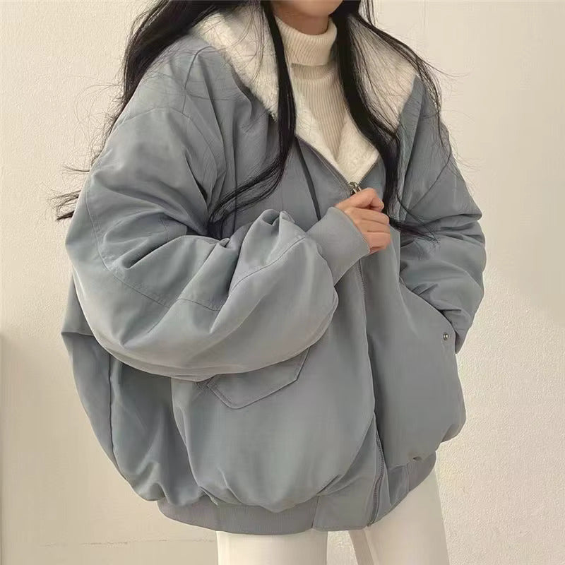 Damen Oversize Winterjacke Fleece-Innenfutter Kuschelig
