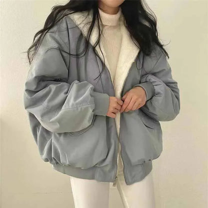 Damen Oversize Winterjacke Fleece-Innenfutter Kuschelig