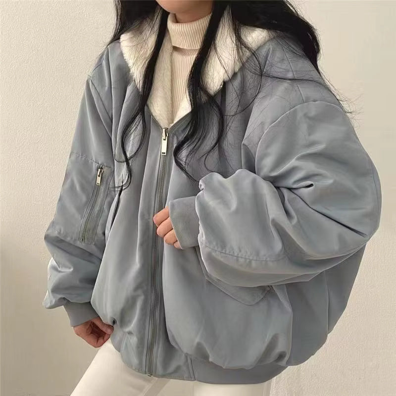Damen Oversize Winterjacke Fleece-Innenfutter Kuschelig
