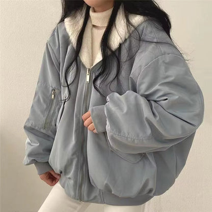 Damen Oversize Winterjacke Fleece-Innenfutter Kuschelig