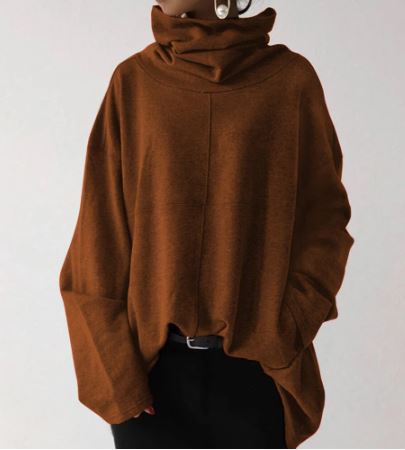 Damen Langarm-Turtleneck-Sweatshirt mit Taschen