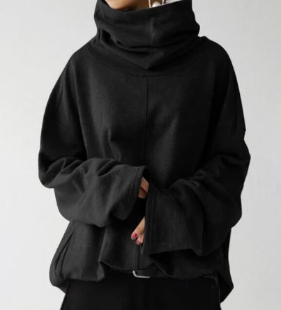 Damen Langarm-Turtleneck-Sweatshirt mit Taschen