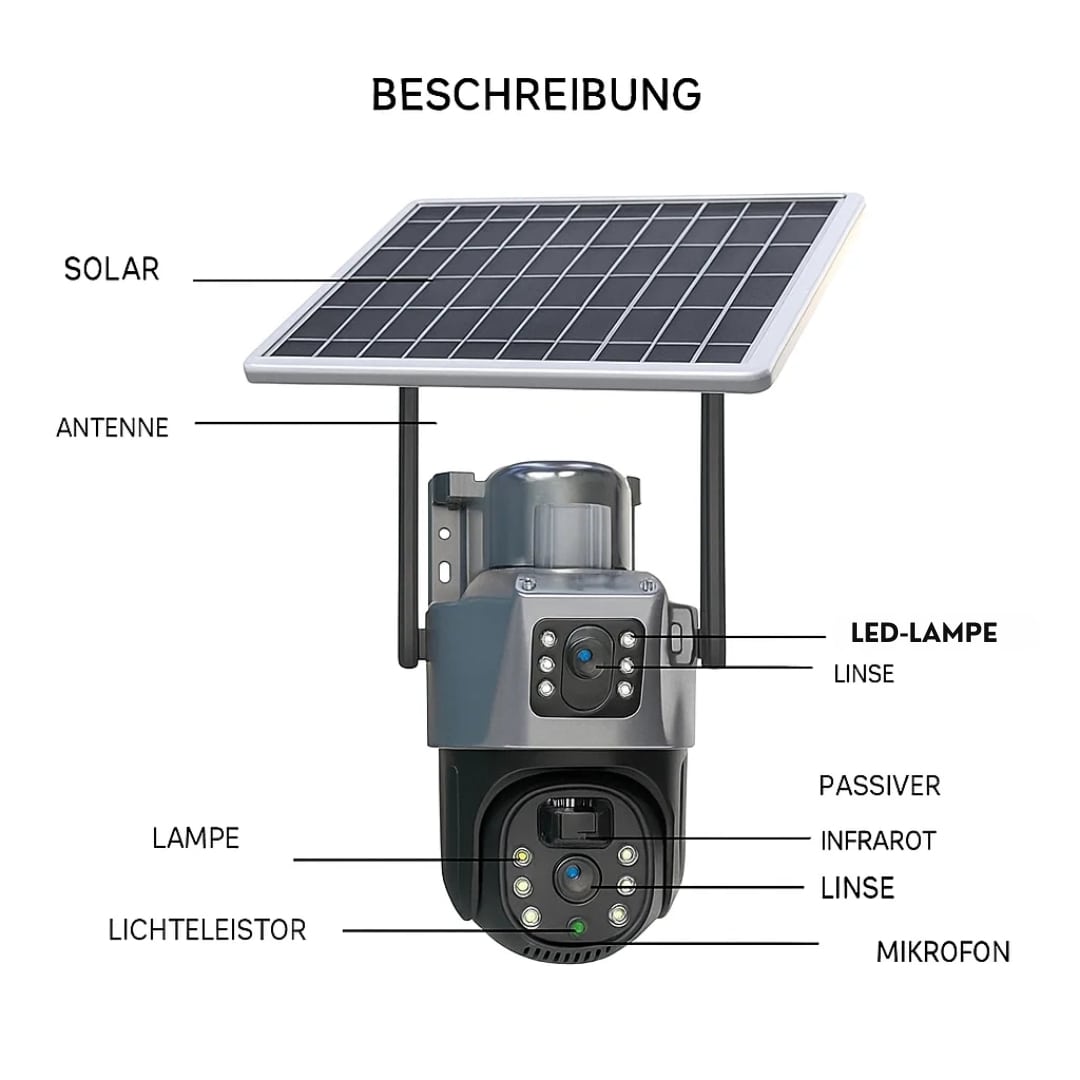 Wi-Fi Überwachungskamera Solarbetrieben für Außenbereich