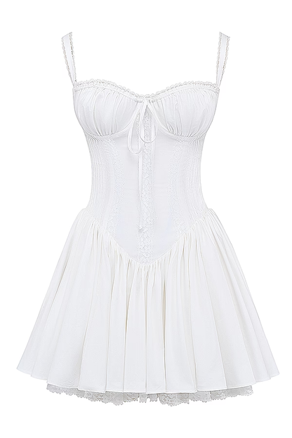 Damen Korsett Minikleid mit Trägern Rüschendetails