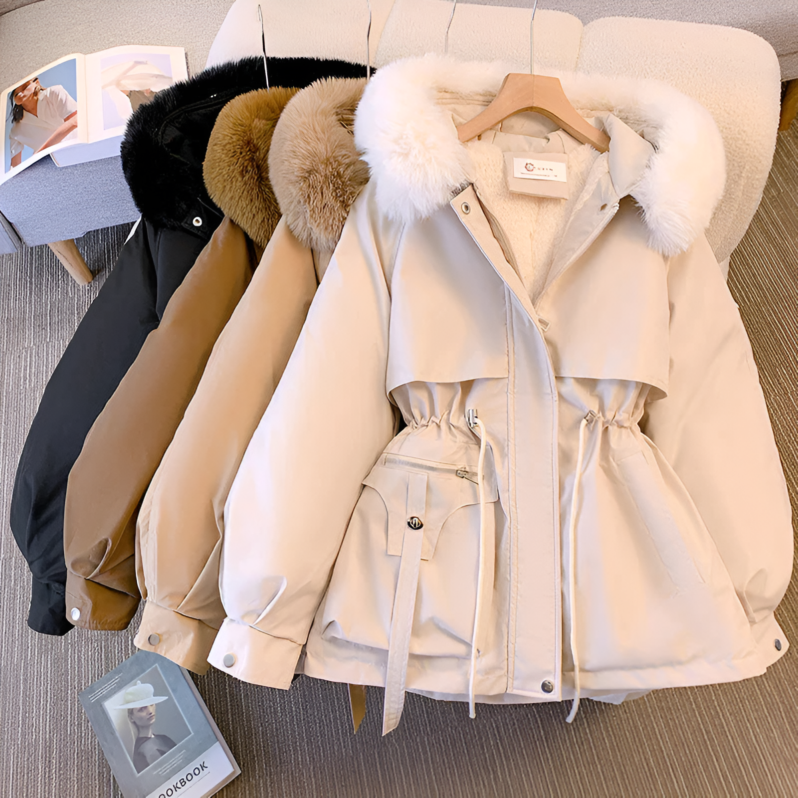 Damen Winterjacke Lange Kapuzen Warm - Norvielle