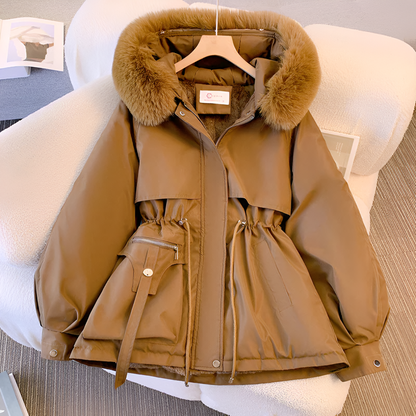 Damen Winterparka Kapuzenmantel Kunstfell