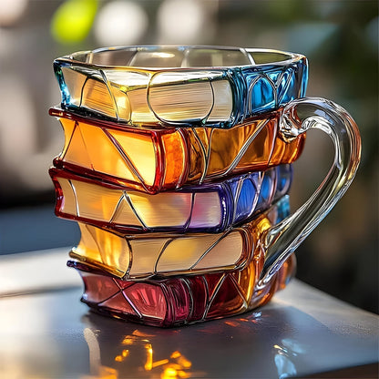 Bunter 3D Becher mit Buchdesign aus Resin - Norvielle