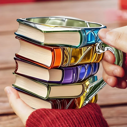 Bunter 3D Becher mit Buchdesign aus Resin