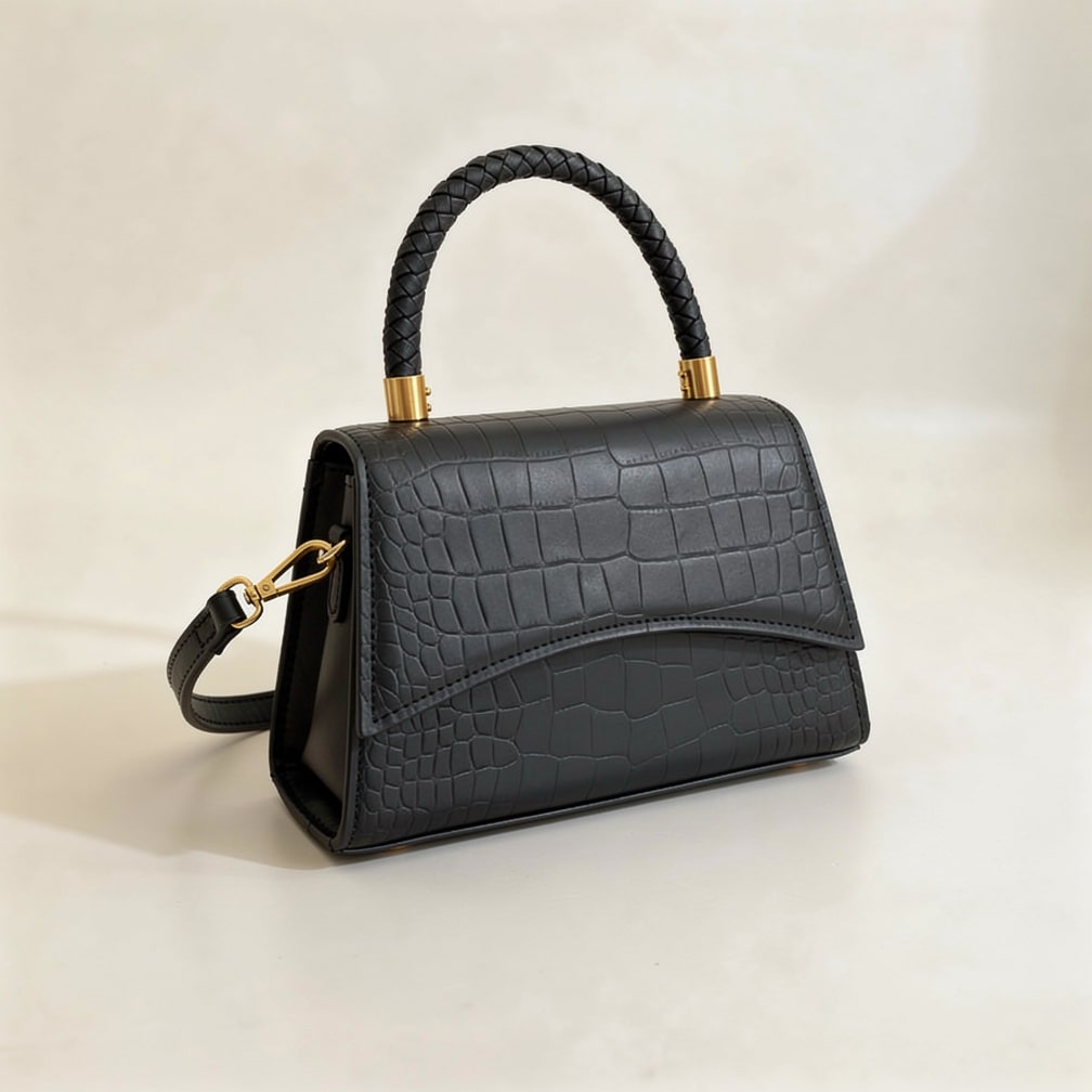 Damen Schultertasche Lederoptik Umhängetasche Schwarz - Norvielle