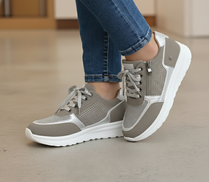 Damen Plattform Sneaker Schnürschuhe