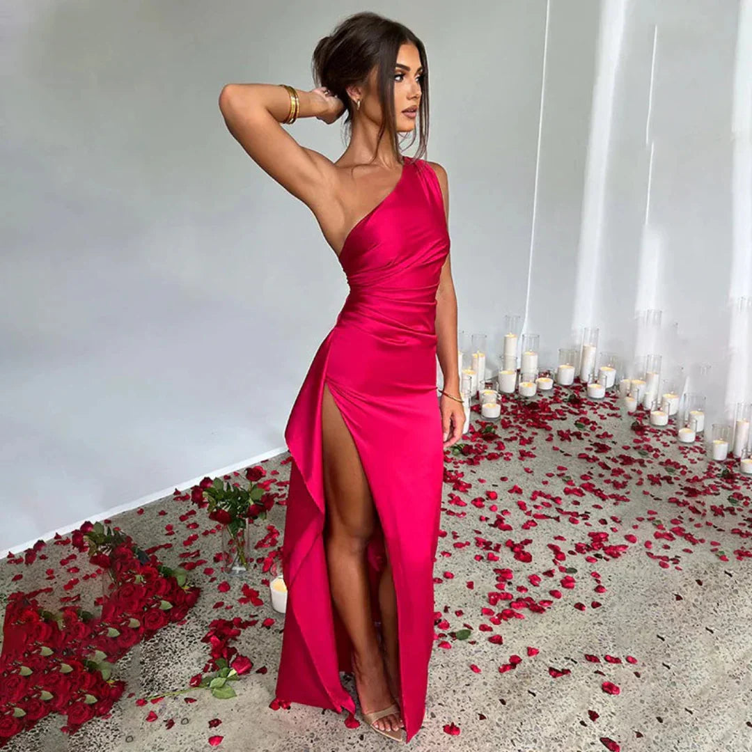 Damen One-Shoulder-Abendkleid Lang