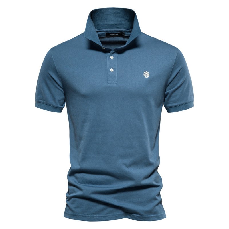 Herren Polo-Shirt Klassisch Knopf-Verschluss Weiß