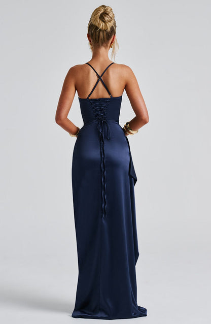 Norvielle Damen Maxikleid Marineblau