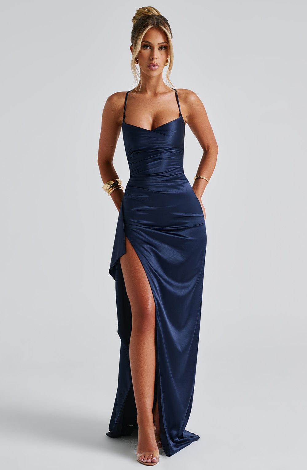 Norvielle Damen Maxikleid Marineblau