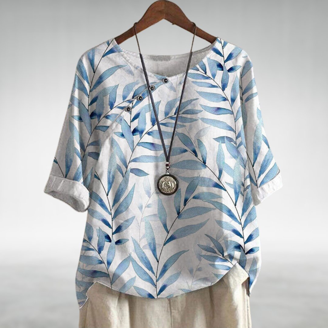 Damen Bluse Blumig Lockere Baumwolle Lässig
