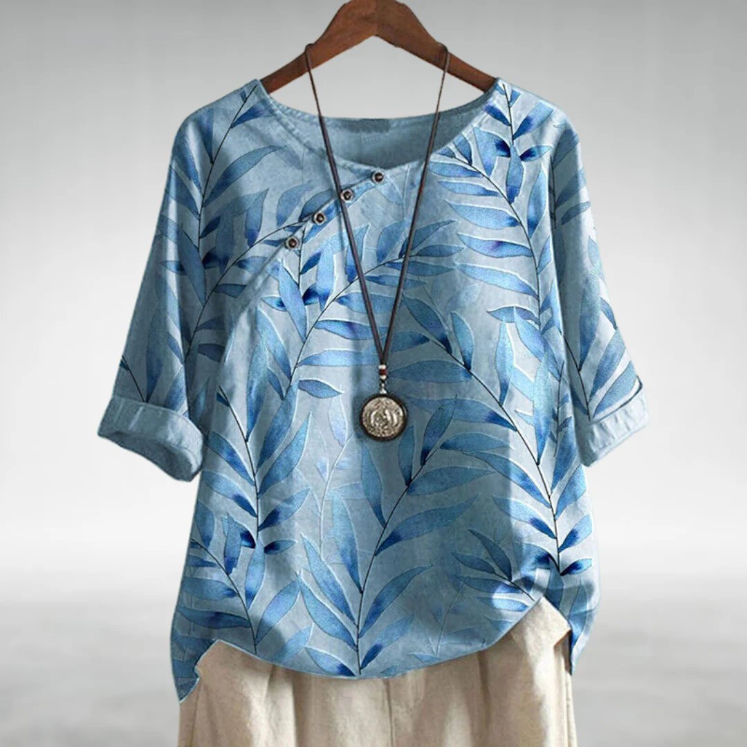 Damen Bluse Blumig Lockere Baumwolle Lässig - Norvielle