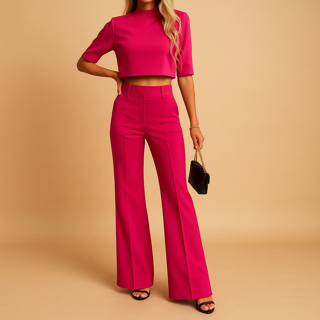 Damen Cropped und Hose Elastisch Herbstlich