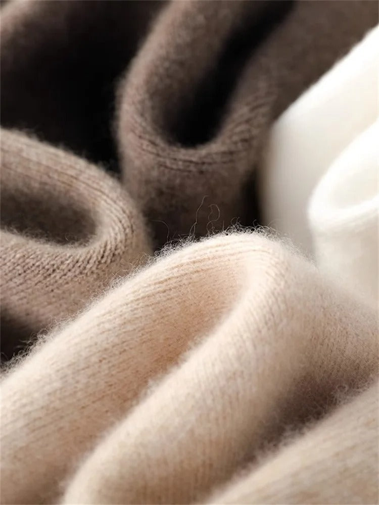 Damen Feinstrickhose Hochwerder Bund Weites Bein